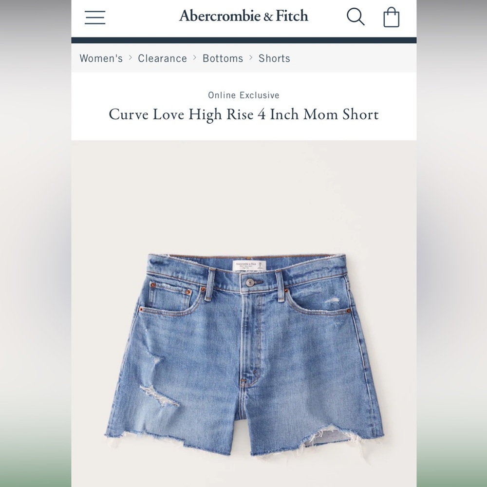 COPY - Abercrombie & Fitch curve love The 4” Mom Short - high rise. Size 32/14